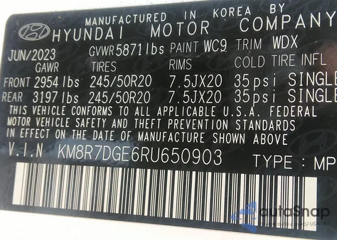 2024 Hyundai Palisade Calligraphy z USA, uszkodzony, nr VIN KM8R7DGE6RU650903